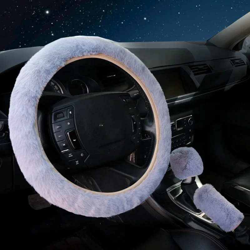 simple plush car steering wheel cover winter warm car steering wheel cover set