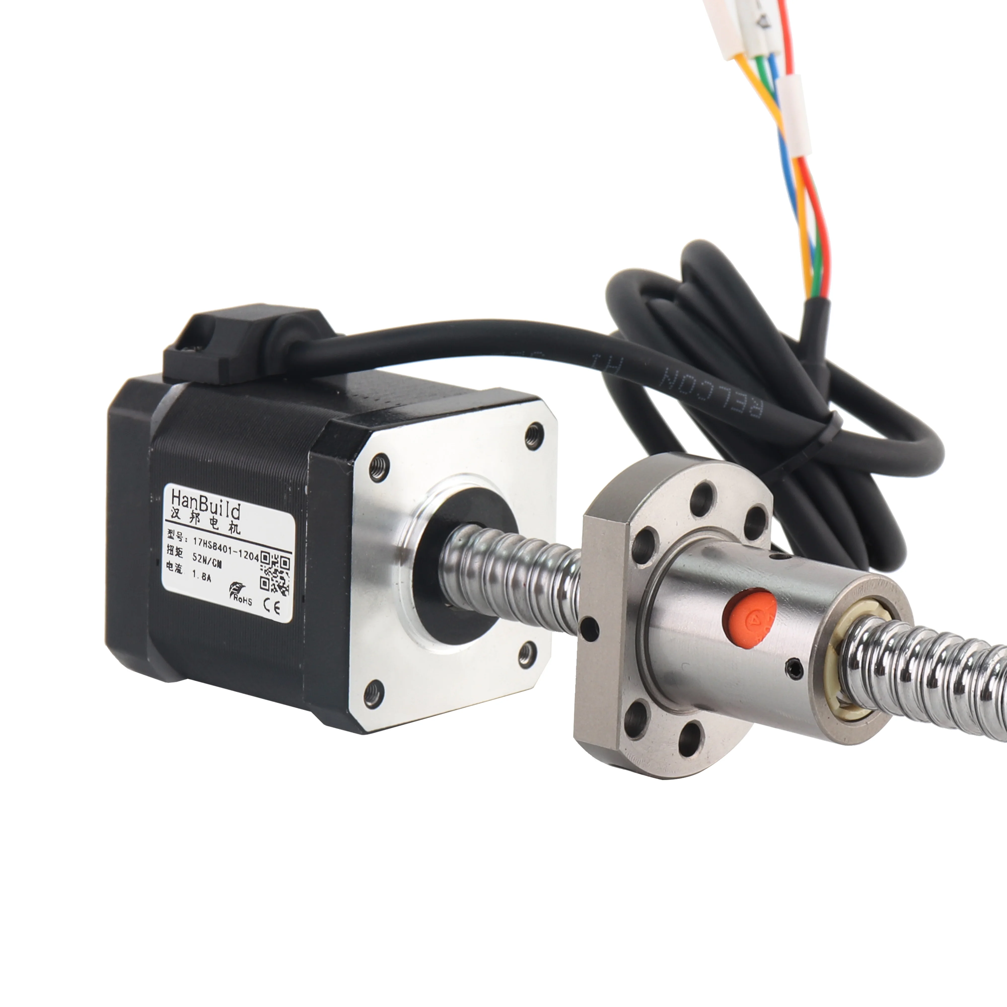HanBuild 57 motor  ball screw motor  1.8A 52N.CM Angle 1.8 Degree 17hs8401S-SFU1204 300mm for 3D printer nema17 ball screw motor
