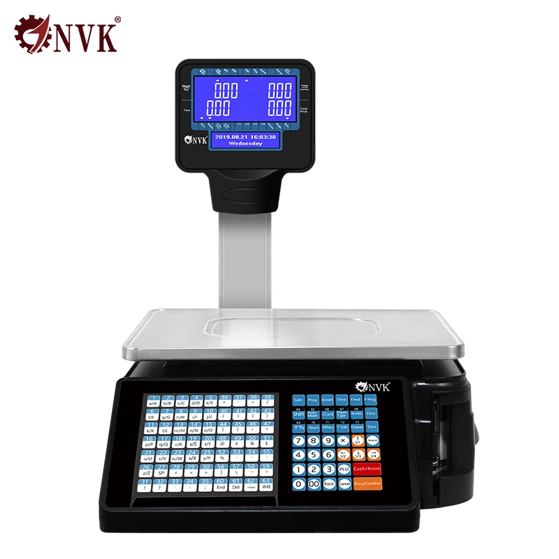 NVK TM-A Barcode Weighing Scales For Supermarket Electric Digital Weighing Machines Barcode Scanner with Scale