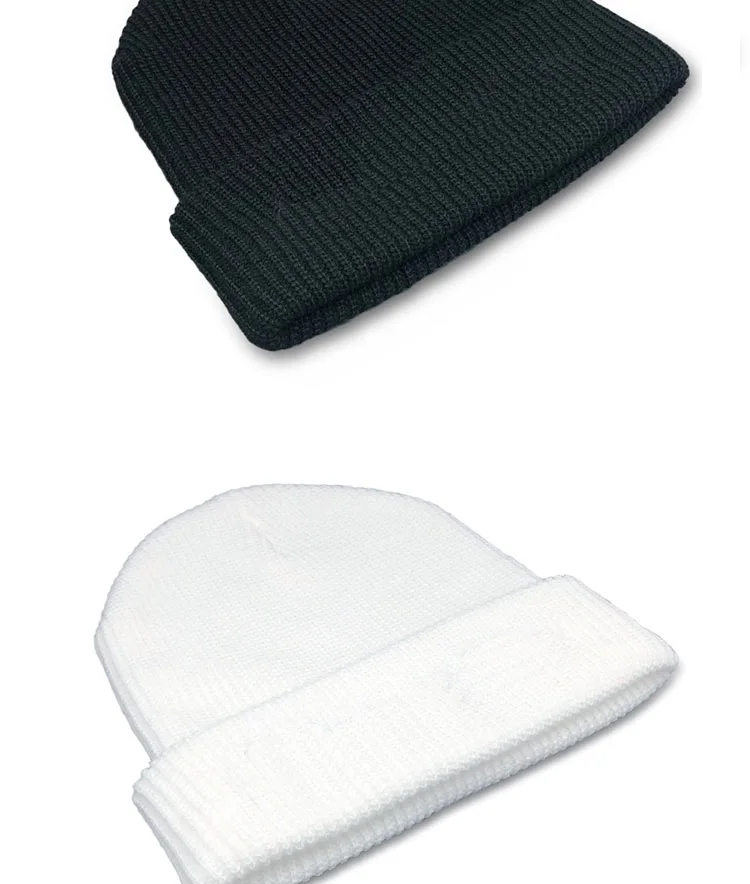 custom 100% acrylic winter hats knitted plain jacquard beanie hat wholesale