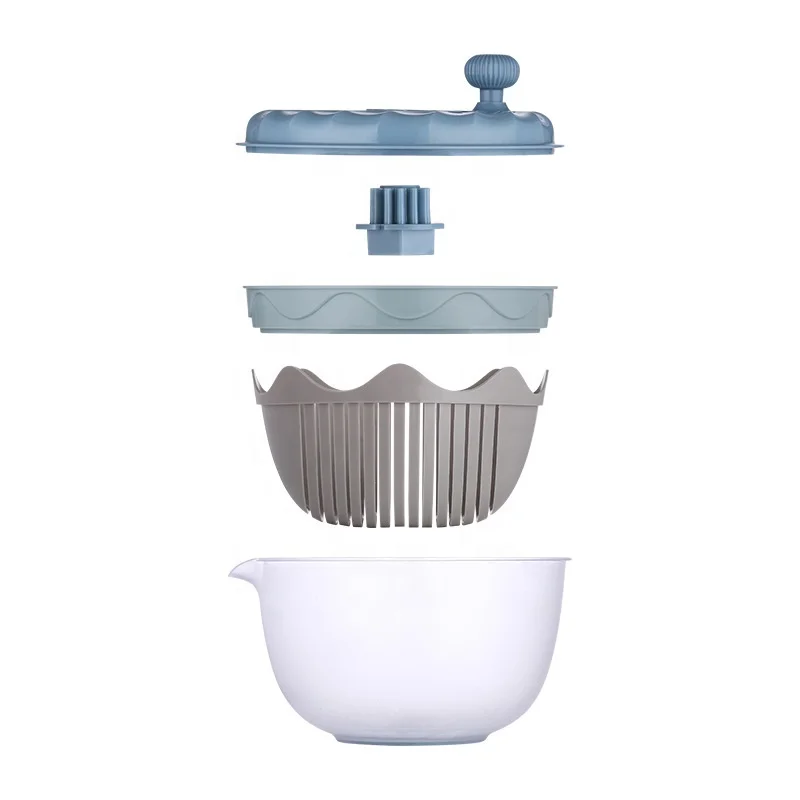 6 in 1 Multifunctional Manual Plastic Vegetable Dryer Salad Spinner for Kitchen Salad Tool