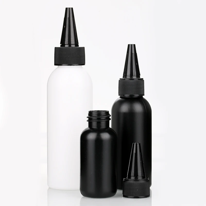 30ml 50ml 100ml black cylinder HDPE plastic glue bottle professional nail polish container with screw cap
