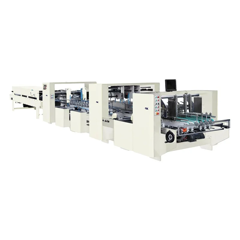 Fully Automatic Corrugated Paper Box Making Machine 4 & 6 Corner Folder Gluer Corrugate Servo Control Folding Gluing Machine