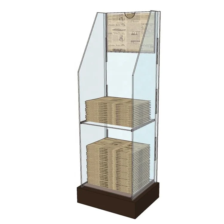 JAYI custom floor book brochure magazine display racks acrylic newspaper display rack for library