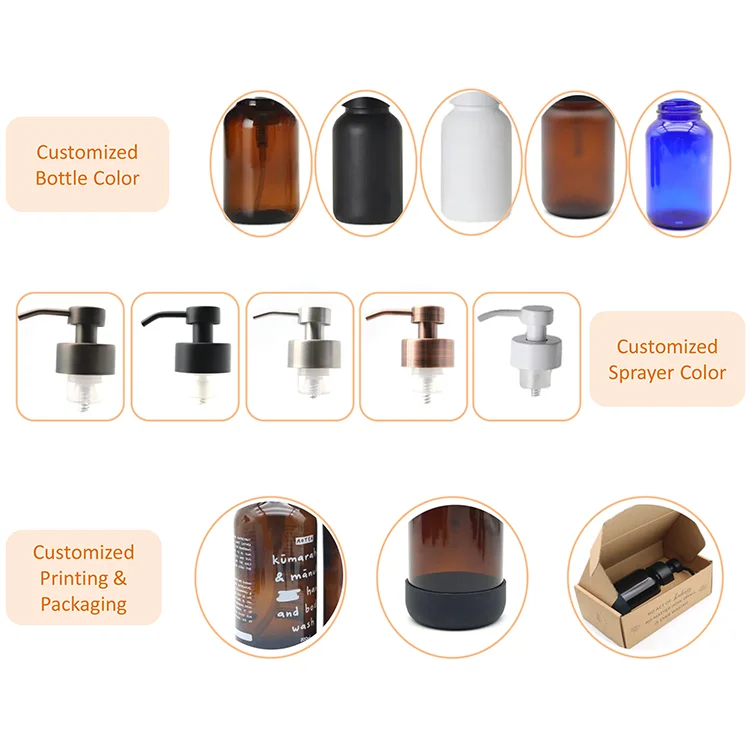 High Quality Glass Soap Dispenser Foaming Face Wash Bottle Foamer Pump 250ml Empty Foam Pump Bottles with Custoimized box