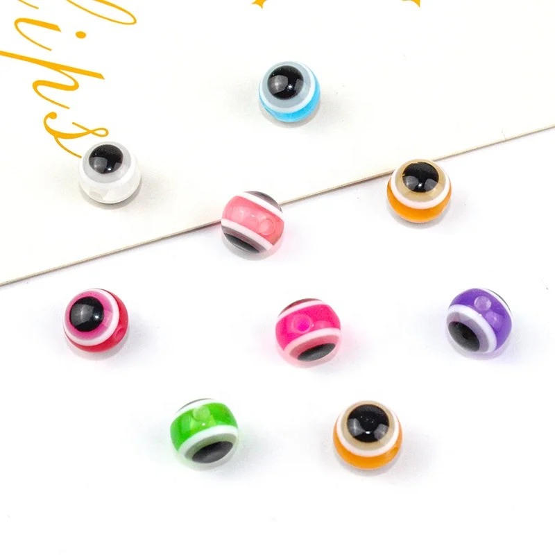 Wholesale cheap European style 8mm round blue Turkey acrylic evil eyes beads for jewelry making