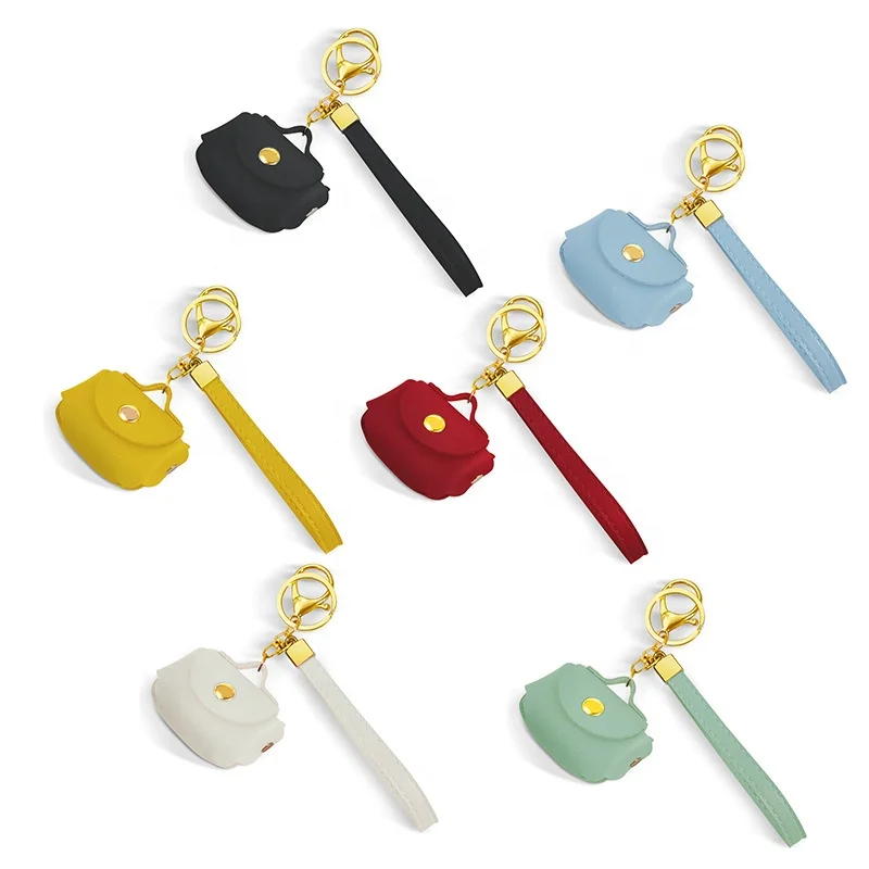 high quality PU leather key chains bag keychain storage headphone coin purse ladies bag car pendant
