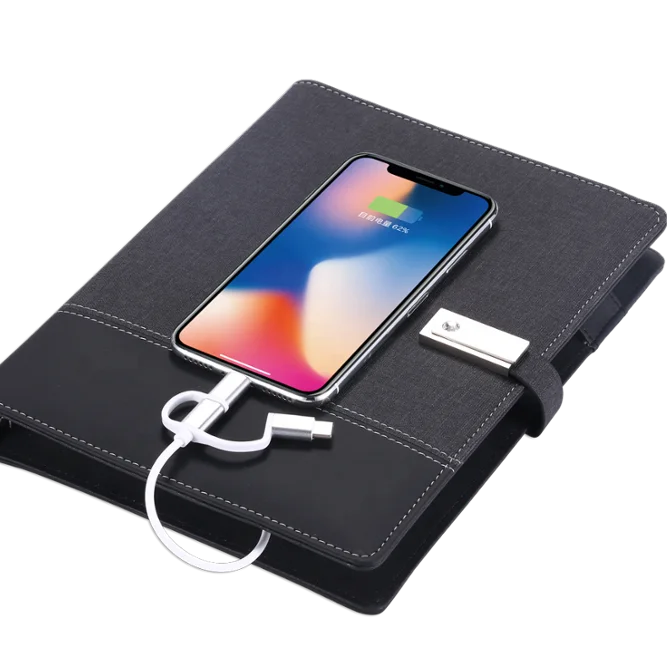 agenda diary Charging organizer with wireless charging 8000 mah powerbank notebook for iphone