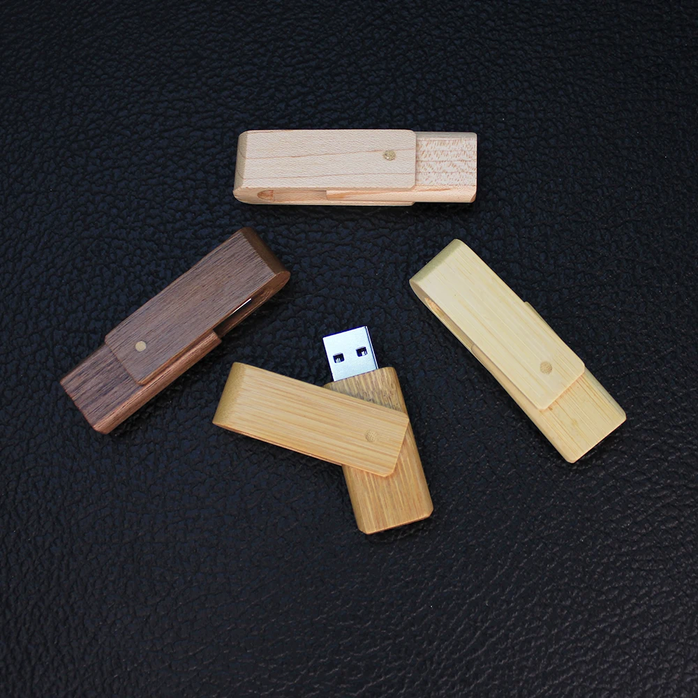 Hot Selling Swivel Wooden USB Memory Stick 4GB 8GB Custom Logo USB Flash Drive 2.0 16GB 32GB Pen Drive 32Gb High Speed Usb Wood