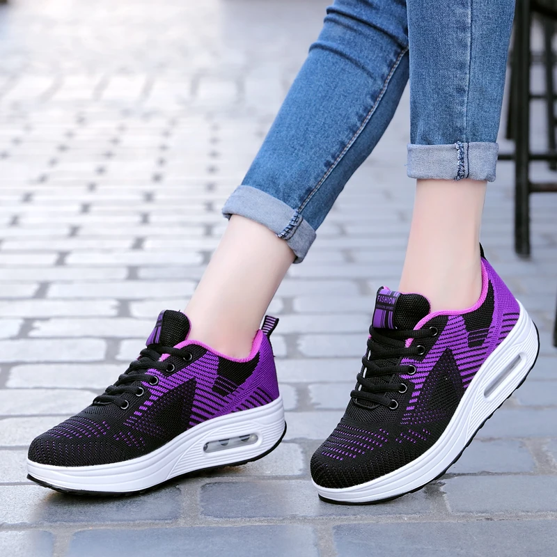 RUIDENG Knit Upper PU Air Cushion Sole Casual Shoe For Summer Zapatos  Zapatillas Fitness & Cross-Training Shoes Sport Shoes