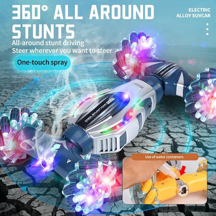 2.4g Dual Gesture Remote Control Kids Rc Toy Rc Off Road Climbing Drift Spray Stunt Car 360 Twist Rc Car With Music And Light