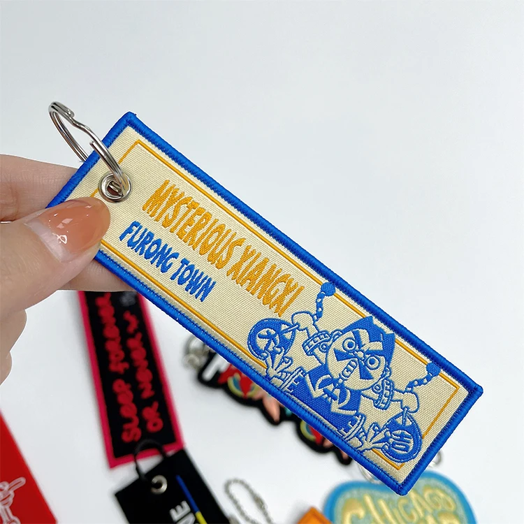 Custom high quality embroidered patch keychains