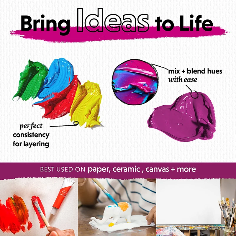 Non-Toxic Craft Paint Christmas Painting Kit 24 Colors Acrylic Paint Set for Art Supplies