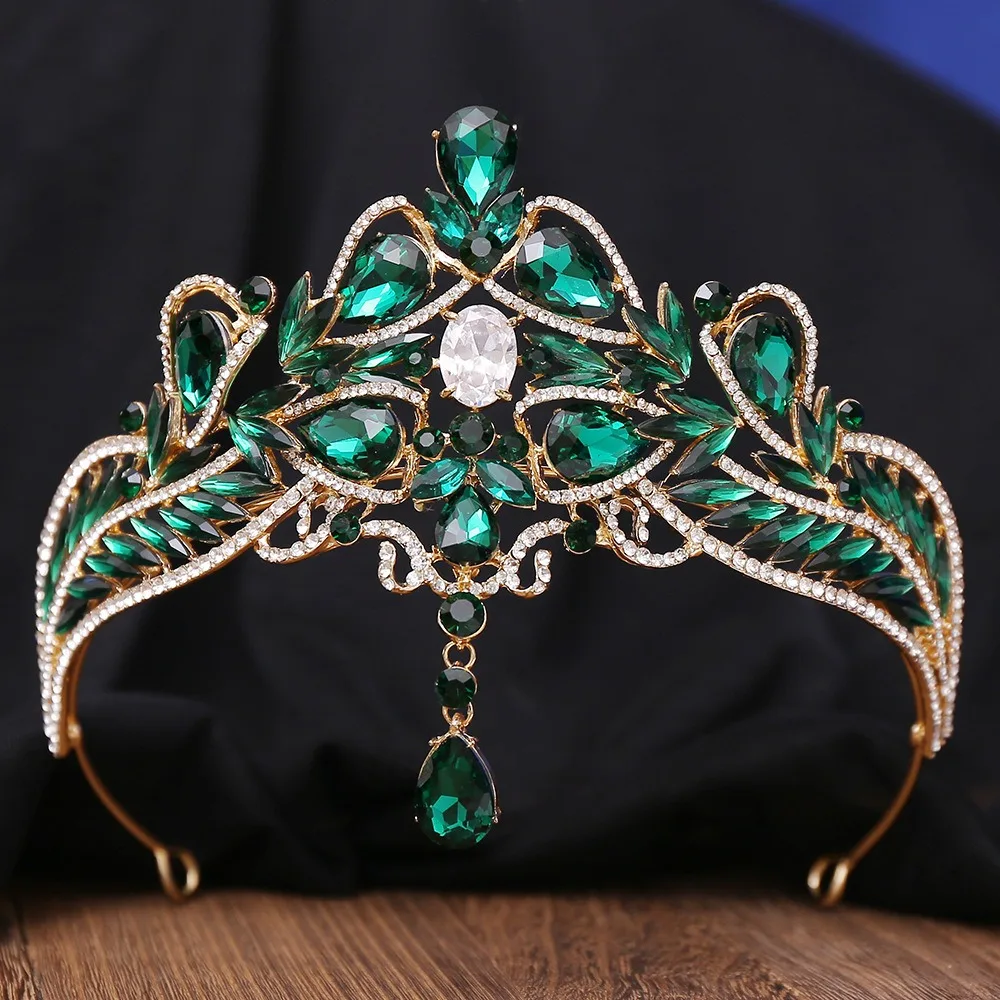 HP4705  New arrival Crystal wedding Crown Head Forehead Tiara Rhinestone Headpieces crown with drop pendant for women