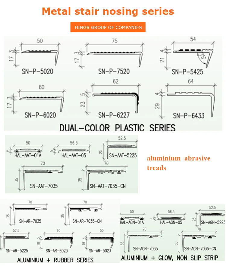 Extrusion anti-slip resistant durable profiles decorative flexible tread step edge plastic non-skid rubber pvc stair
