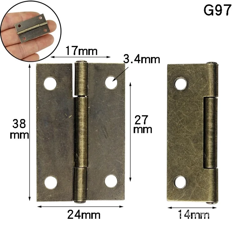 Bronze Metal Decorative Hinge Plated Hardware Craft Gift Jewlery Box Furniture Hinge Wholesale Small Brass for Wooden