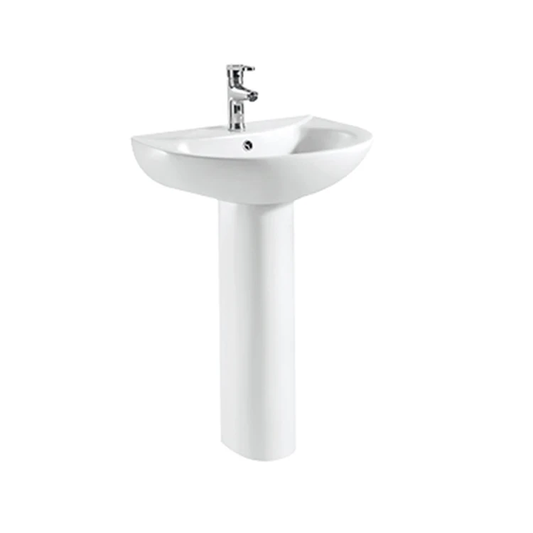 Medyag Wholesale Ceramic Full Pedestal Basin Floor Mount Bathroom Moon Hand Wash Basin Oval Sink