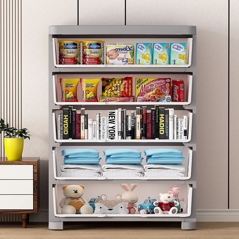 Grey Wardrobe Home Furniture 76.5 cm Jumbo Size Frosted Surface Design 5 Tiers Plastic Storage Drawers Living Room Cabinet