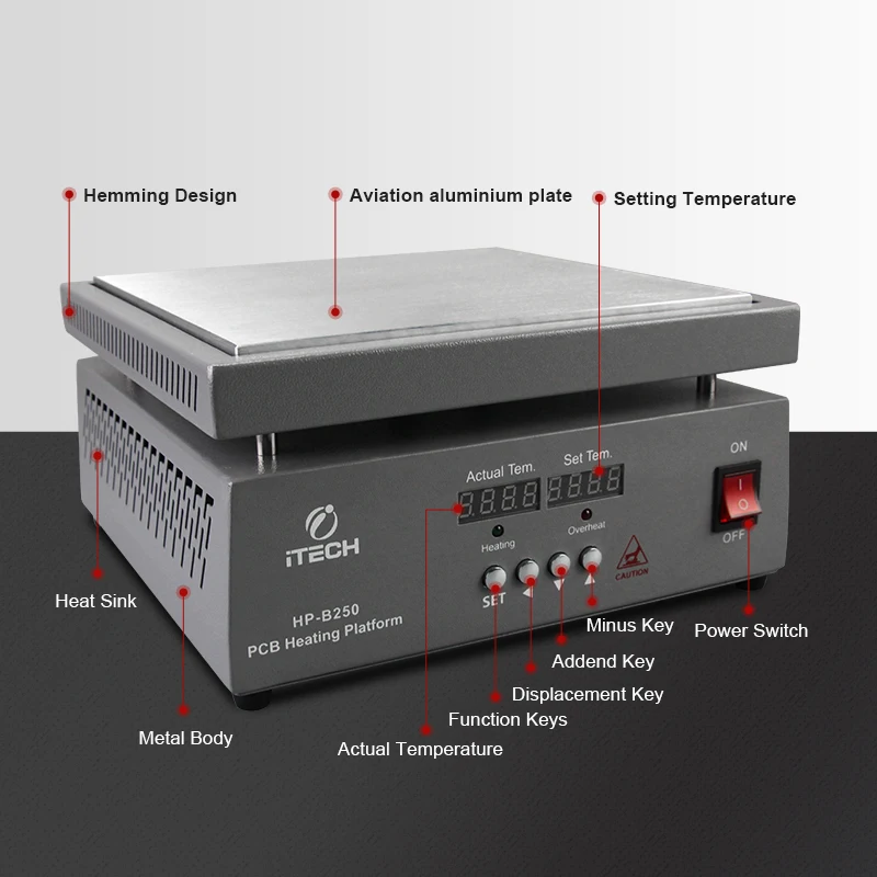 ZHENGBANG High Temperature Digital Display Heating Platform 300W Preheating Station BGA Table for Experimental