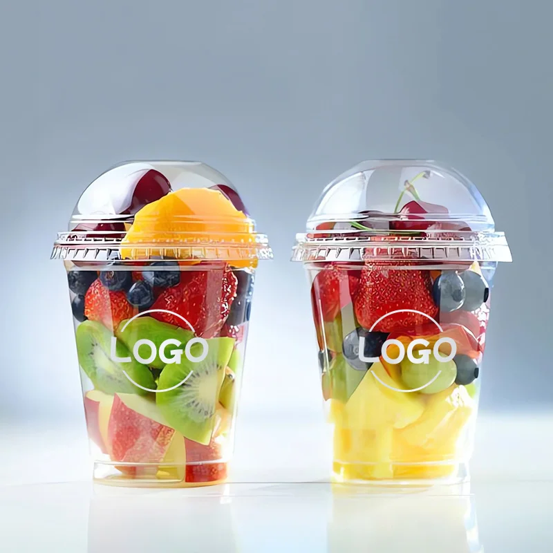 LOKYO Factory price wholesale 12oz 16oz boba bubble tea pet custom disposable plastic cup with lids