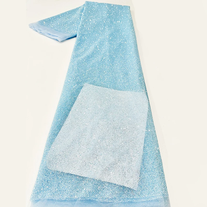 Manufacturer wholesale multi glisten plain color shiny african lace fabric senegal gowns glitter tulle dress fabric for party