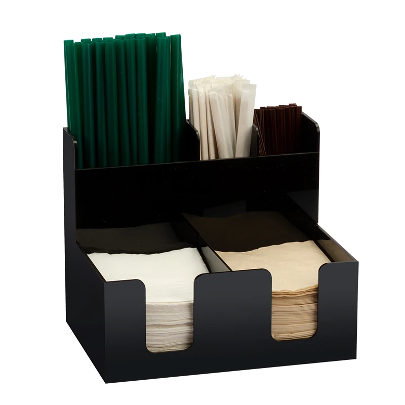 tea shop disposable paper cup organizer tea bag coffee condiments holder