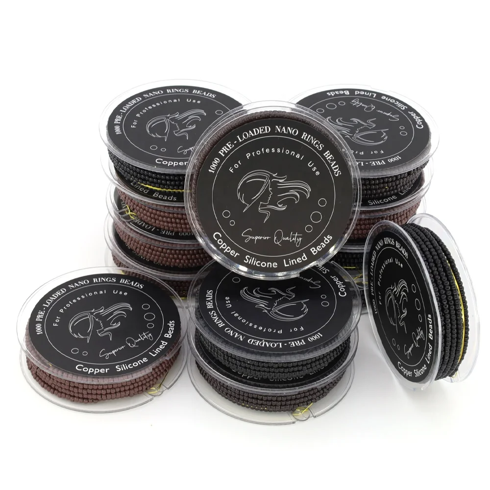 ARLANY 1000pcs Pre-Loaded Nano Rings Silicone Lined Nano Rings Beads Silicone Lined Beads for Nano Tip Hair Extensions