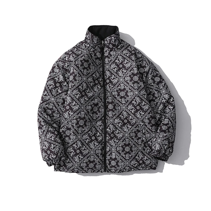 Men fashion reversible warm puffer winter jacket