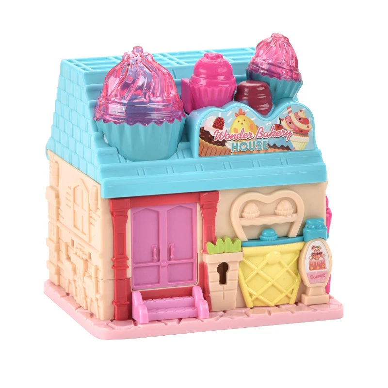 Portable mini pretend play electric light music kids toys diy doll house
