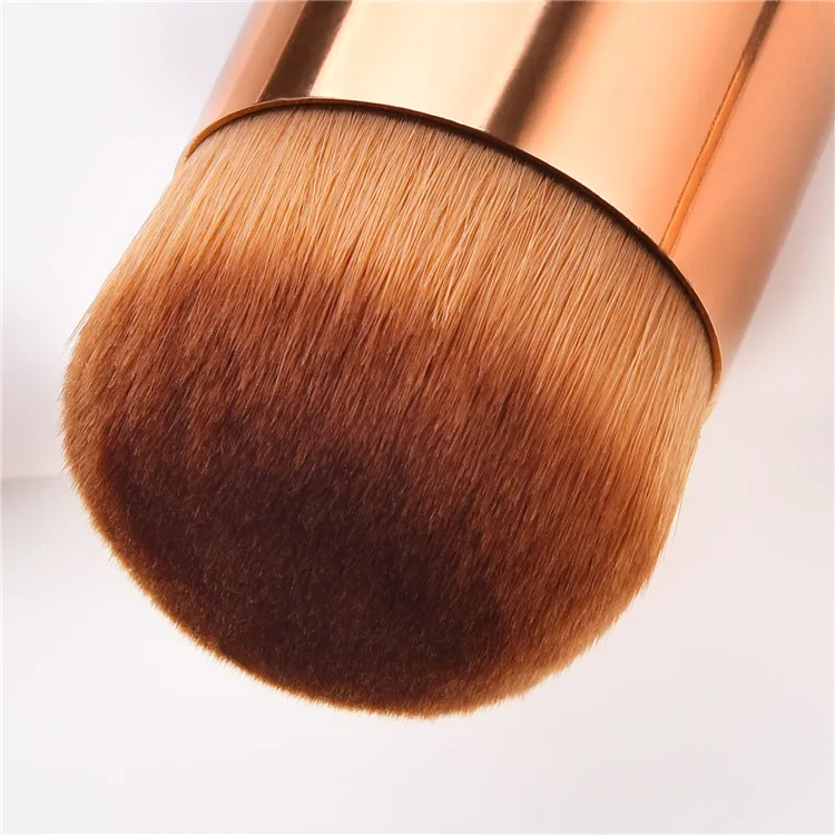 OEM Logo Wooden Black Handle Synthetic Flat Kabuki Make Up Foundation Brush Single Makeup Brush Private Label