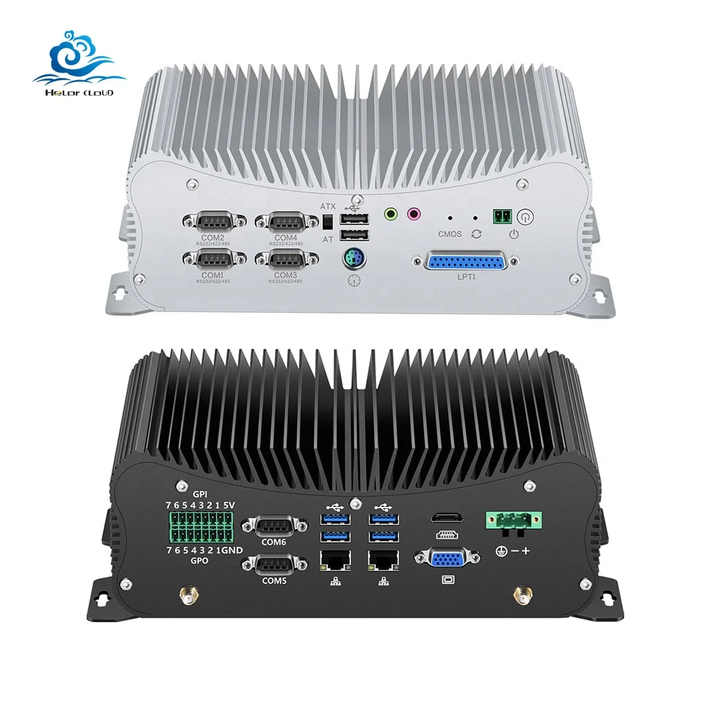 Industrial Mini Computer I7 10510U Dual LAN 6 RS232/422/485 4K GPIO PS/2 VGA HD Fanless Desktop PC