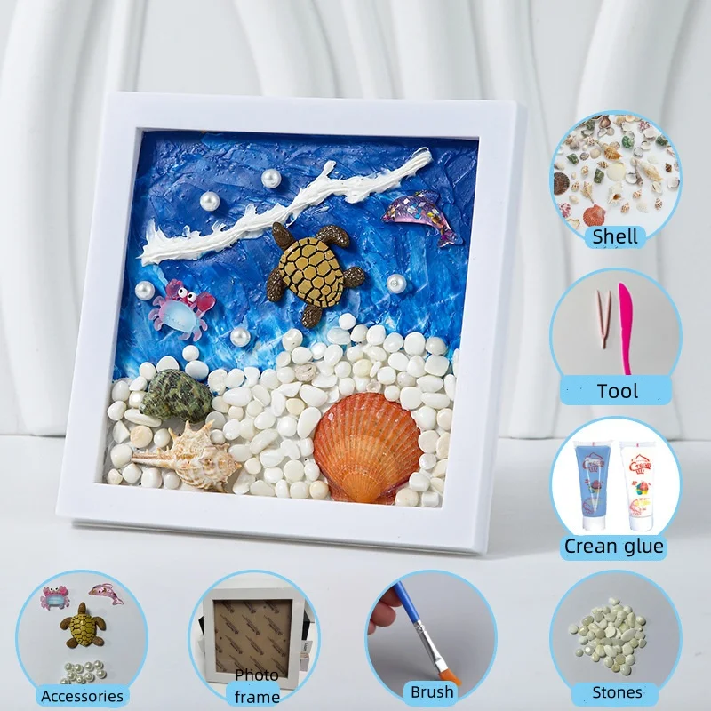 Arts and Crafts Mosaic Painting DIY Handmade Gift Decorative Cream Glue Painting Kit with Frame