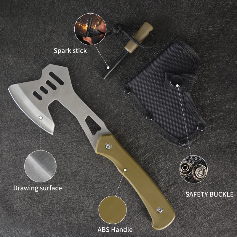 Low price camping survival tool tactical hatchet multifunctional axe with fire starter