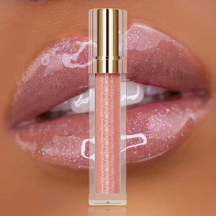 
L410 Glitter lipgloss cosmetic make your own lip gloss line holographic glitter lip gloss 