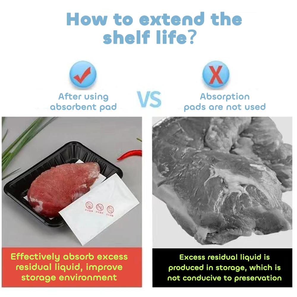 Eco-friendly anti-moisture food water absorbent pad with SAP in the tray for fresh meat fruit vegetable poultry