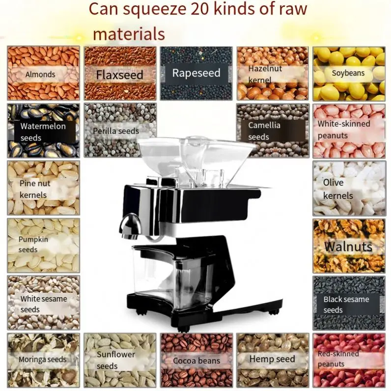 Automatic Home Mini Flaxseed Soybean Oil Sesame Pine Nut Sunflower Seed Almond Walnut Coconut Olive Palm Cold Press