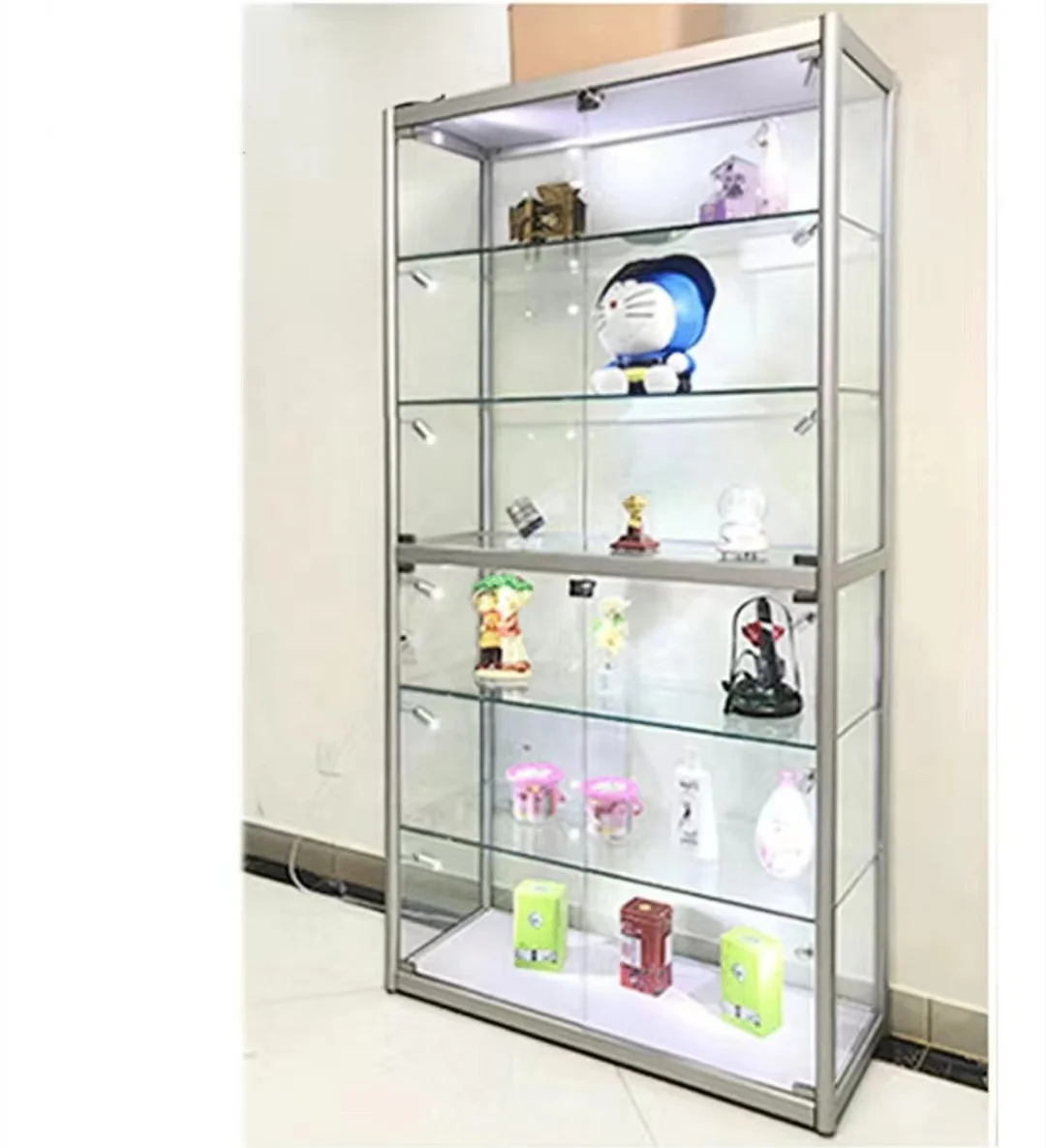 Aluminum Smoke Shop Display Counter LED Light Glass Showcase for Toy