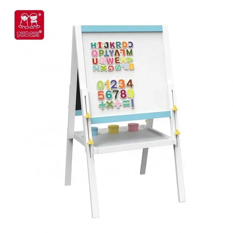 Black Board Easels for Kids High Quality Wooden Paint Easel Stand Wooden Educational Toy  with White Board