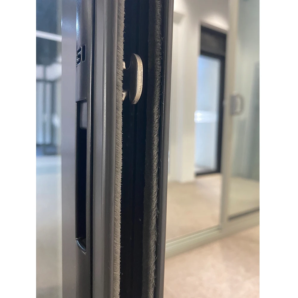 big heavy duty black aluminum 3 panel  glass door sliding door with lock for  patio