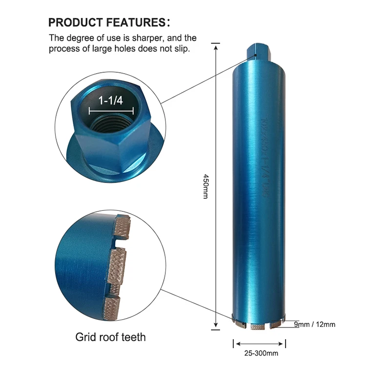 Высококачественные зубцы для крыши с сеткой, 25-300 мм, Алмазный сердечник, 1-1/4 дюйма, лазерная сварка, инструменты для сверления бетона, каменной кладки