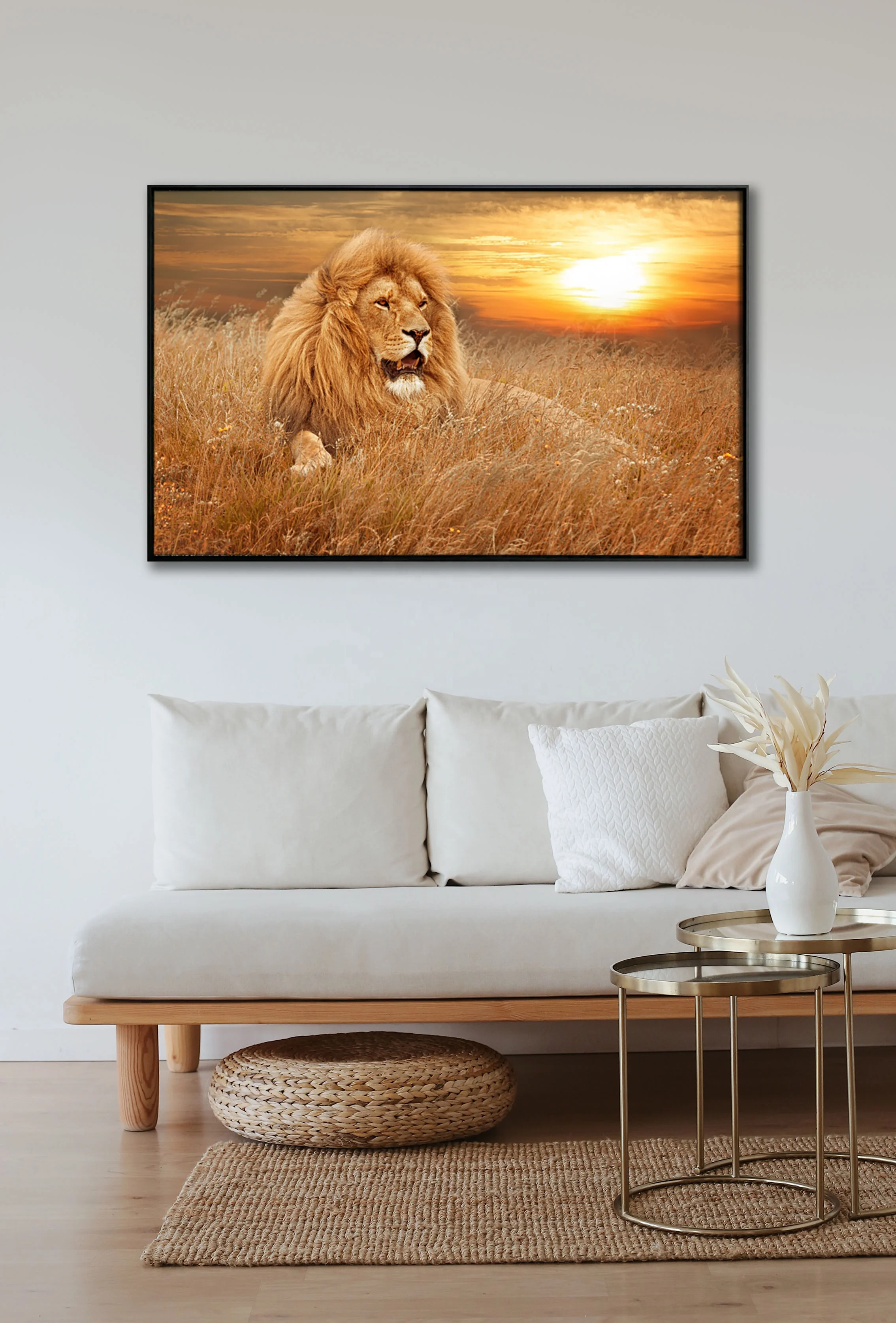Art Works Crystal porcelain Painting Lion Animal Pictures Wall Art Living Room Modern Artwork Painting