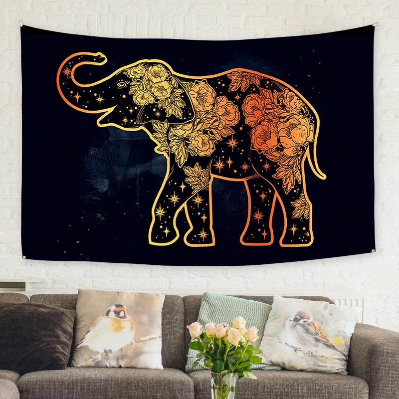 Гобелен с изображением слона, настенный гобелен с цифровым принтом, живописный подвесной гобелен