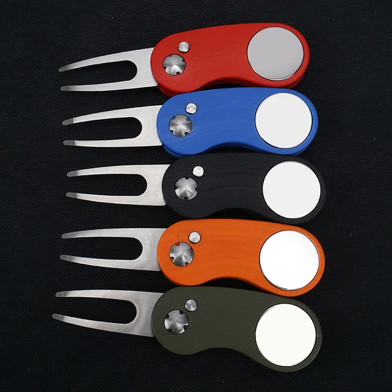 No.33 unique G10 handle custom logo Detachable Ball Marker Metal Golf Divot Repair Tool for Golf Club promotion