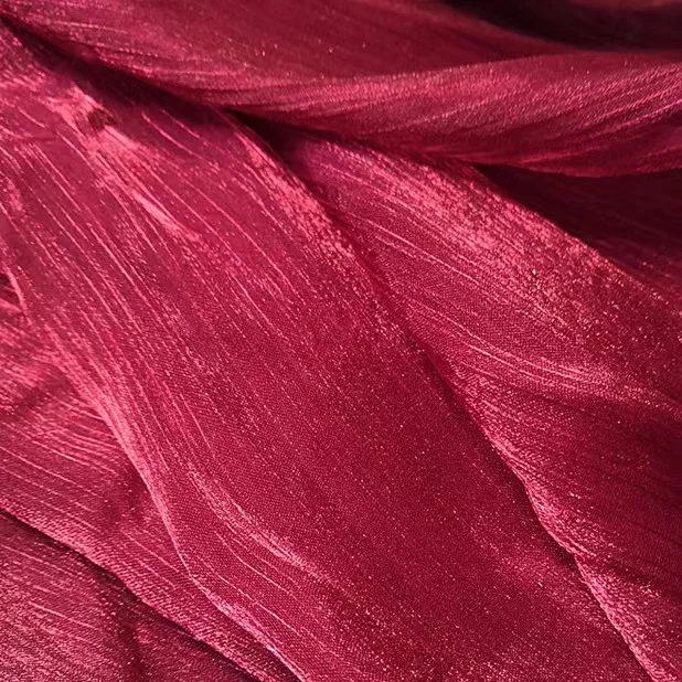 100% polyester  Bright silk organza fabric silver silk  crepe   organza