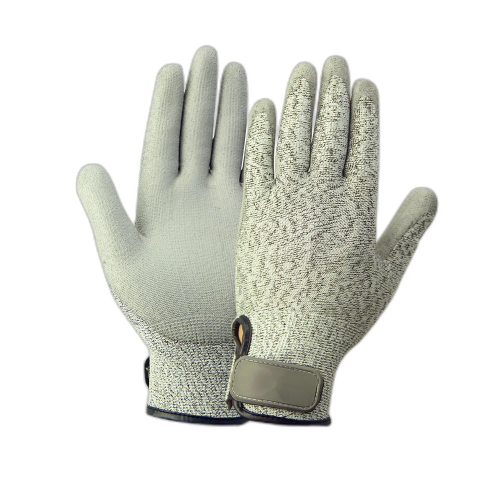 Sunnyhope Hand Protection gray PU Coated Safety Grip Woodworking Gloves Cut Resistant kitchen Gloves