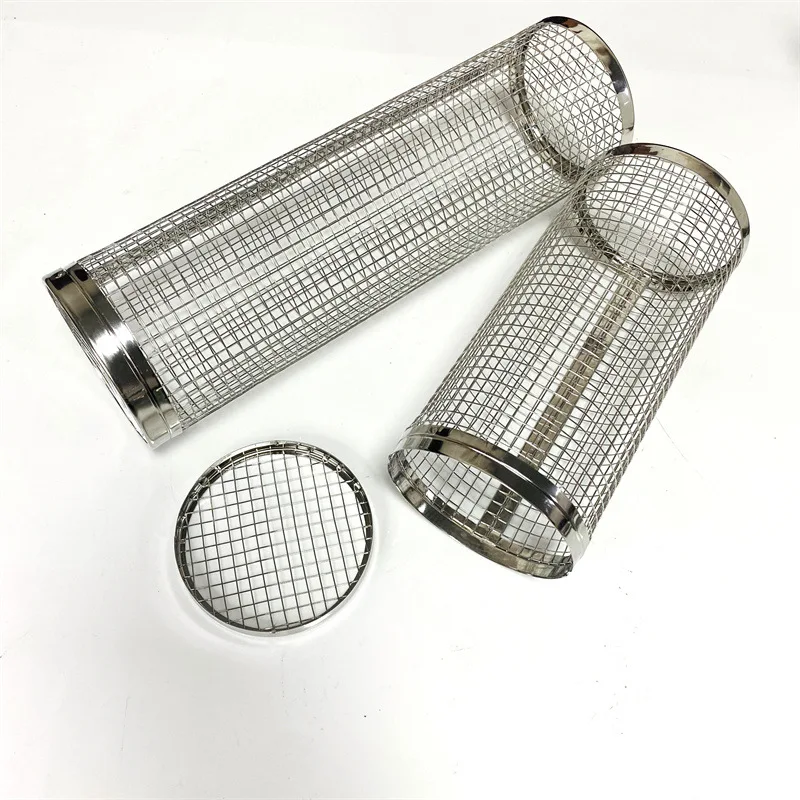 Family picnic stainless steel wire mesh cylinder barbecue basket barbecue rolling barbecue basket