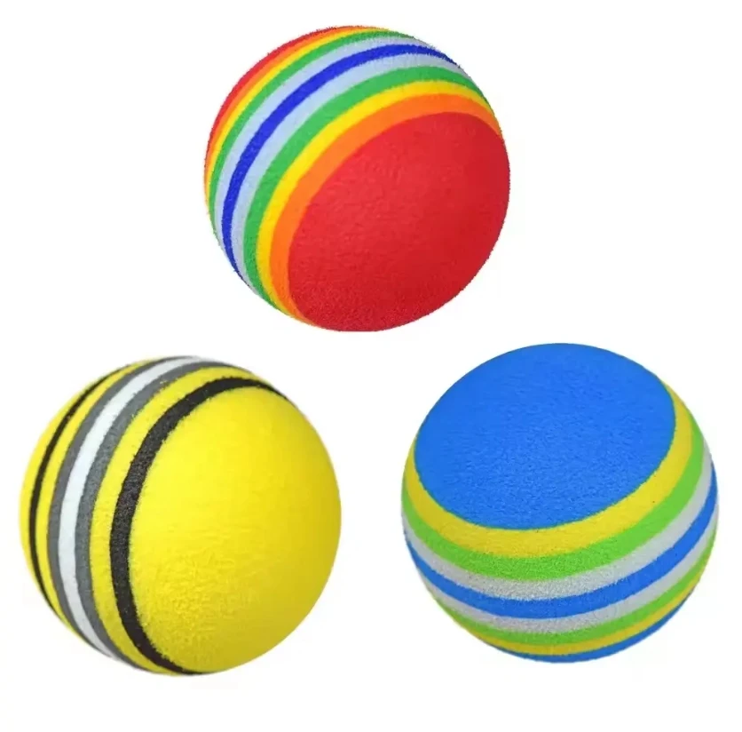 Hot Indoor Practice Selling Multi coloured Rainbow Foam Golf Ball Elastic Sponge Ball  Golf Balls