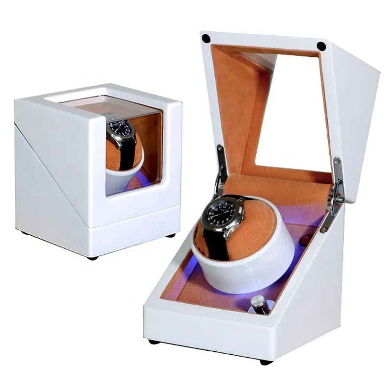 High-end automatic rotating watch display box, safe motor track led watch winder