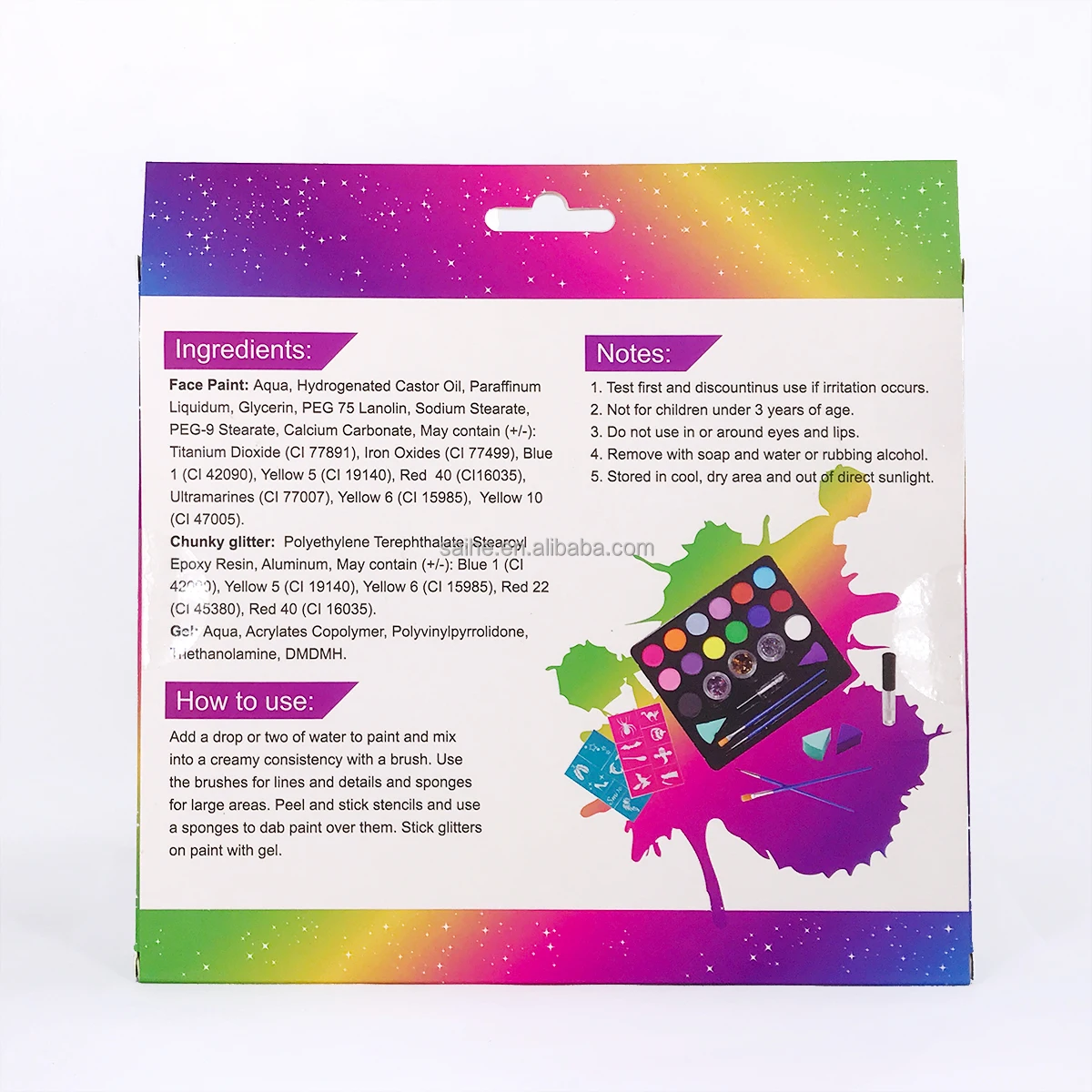 Wholesale Hypoallergenic Kids Paint Palette Vegan Professional Waterbased Face&Body Paint Kit