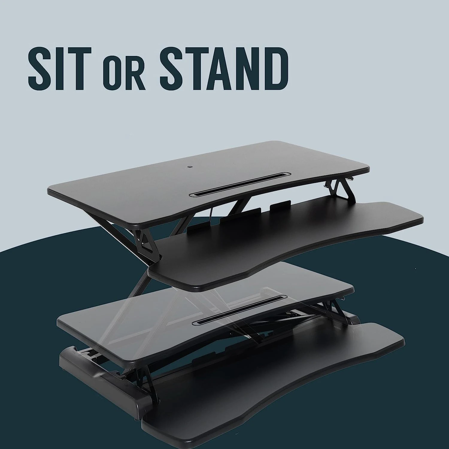 Gastac Ergonomic Desk Rise Adjustable Height Sit to Stand Up Desk Workstation Standing Desk Converter for Office Computer Laptop